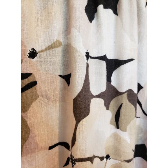 Terra and Sky Tan Black Floral Linen Blend Peasant Blouse Ruffle 0X 14W - Picture 5 of 7